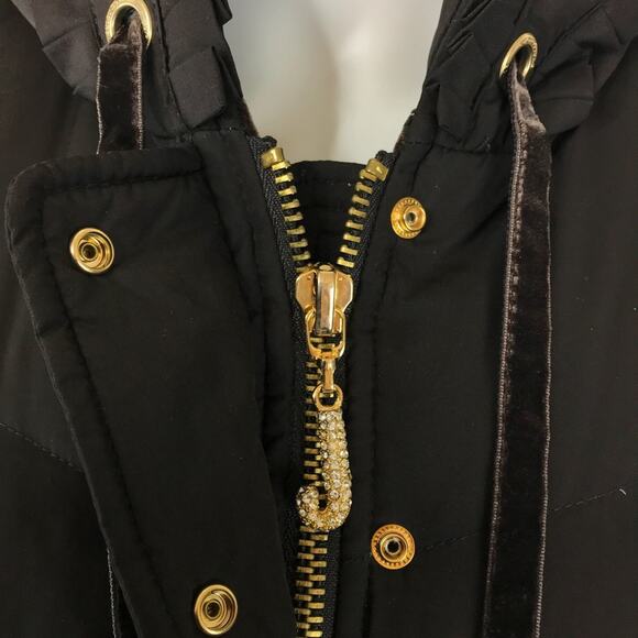 Juicy Couture Puffer Down Jacket Hoodie Coat Brown & Gold Hardware - Picture 7 of 13